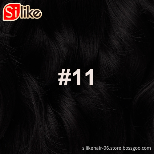 Cheap 24inches Heat Resistant Fiber Natural Blonde Brown Long Wavy One Piece Clip in Hair Extension Synthetic Hair Extensions